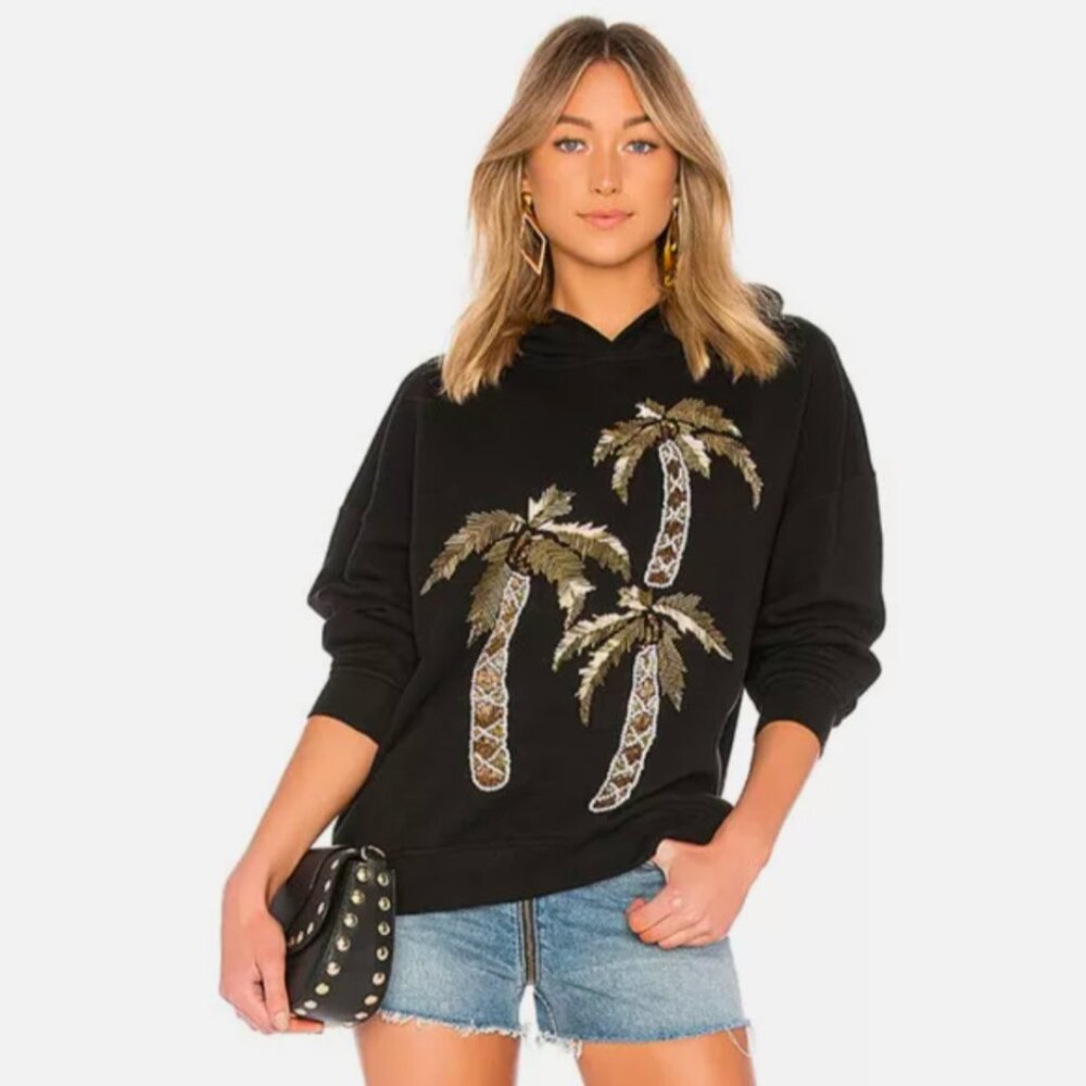 LPA Black Hoodie with Gold Palm Tree Beads
